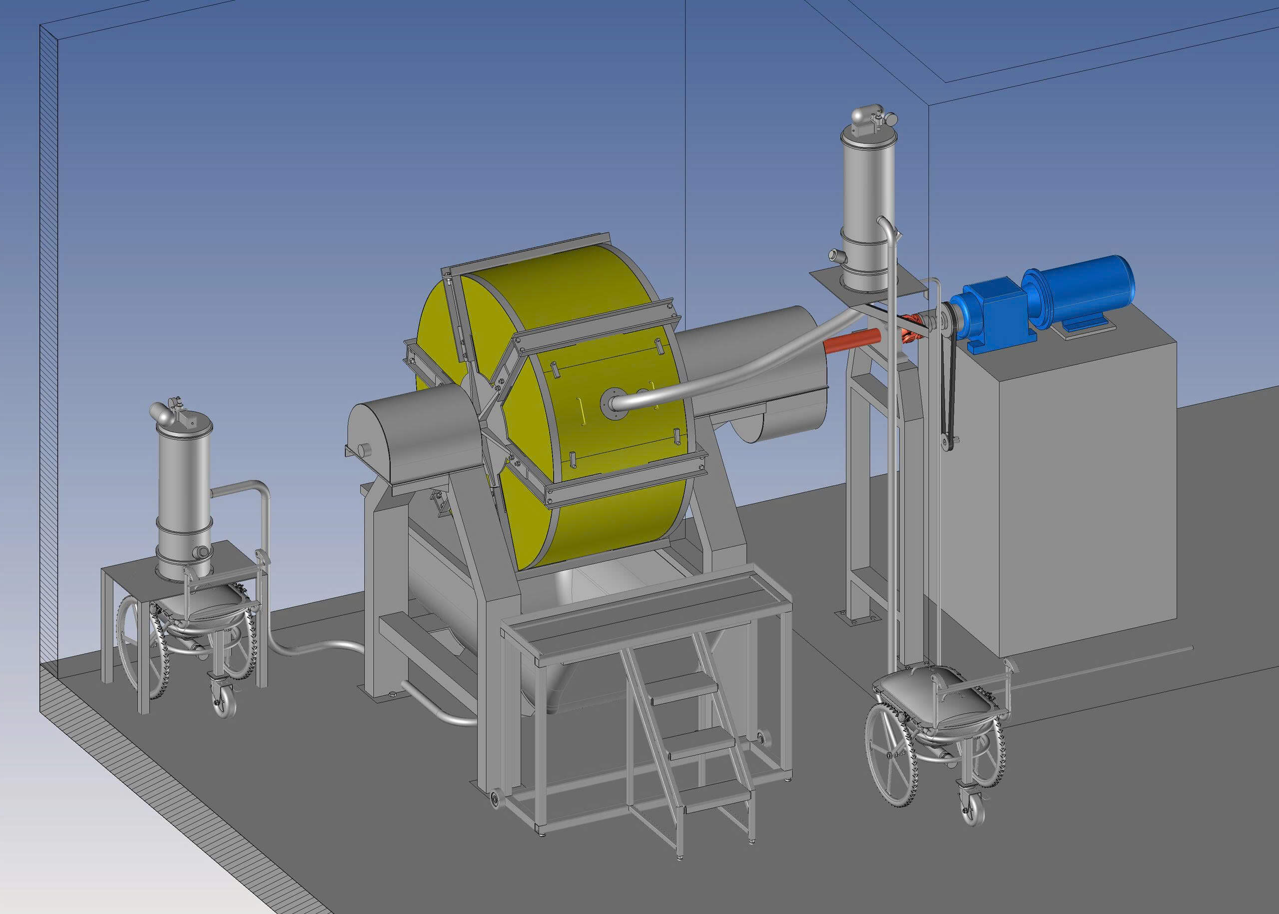 bản vẽ 3d thiết bị quay trộn vật liệu do vilapec chế tạo